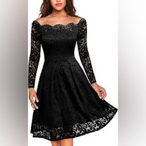 MISSMAY Women's Vintage Floral Lace Illusion Swing Size X-Large Black Dress
